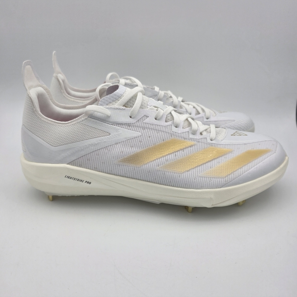 adidas Adizero Electric+ Baseball Cleats Cloud White Gold IF3368 Mens Size 7.5